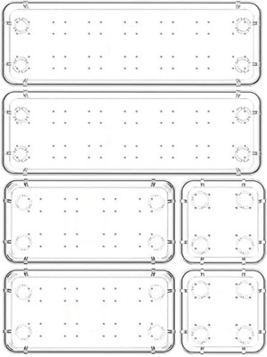 SARVANGAH 6 Compartments Plastic Desk Drawer Organizers 6 Pcs Trays Set(Clear)