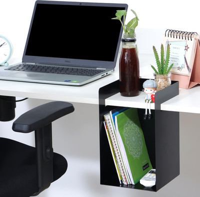 Livzing 1 Compartments Metal Space Saving Desk Organizer Rack for Office Table-Black-11’’(Black)