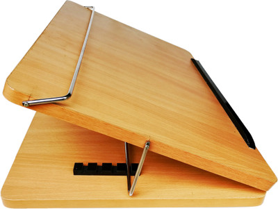 Goodwill Tech 1 Compartments MDF Wooden Height Adjustable Desk Laptop Stand | Writing Pad 12x16 Inch(Natural)