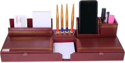 RASPER 6 Compartments Brown Genuine Leather Multipurpose Desk Organizer Stylish, Pen Stand With Mobile Cum Remote Stand Office Table Desktop Stationery Organizer (18.5x7 Inches)(Brown (Tan)) RASPER 6 Compartments Brown Genuine Leather Multipurpose Desk Organizer Stylish, Pen Stand With Mobile Cum Remote Stand Office Table Desktop Stationery Organizer (18.5x7 Inches)(Brown (Tan))
