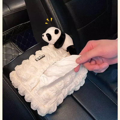 venimall 1 Compartments Plastic Panda Car Tissue Box(Multicolor)