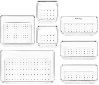 HOMESTIC by Kuber Industries 7 Compartments Acrylic Desk Organizers(Transparent)