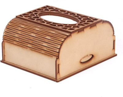 Kshavi 1 Compartments Wooden Tissue Box Holder Napkin Tissue Paper Holder Rack for Facial Decorative Tableware Accessories(Beige)