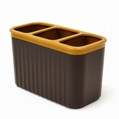 COVILTA 3 Compartments Plastic Multi-Purpose Storage Organizer(Brown)