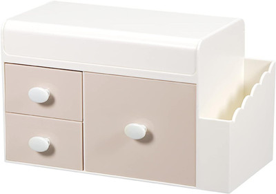 EBOFAB 4 Compartments Plastic Desk Organizers and 3 Drawer Storage Organizer with Drawer for Desk Accessories(Multicolor)