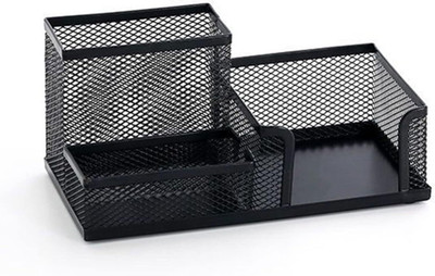 HANDCUFFS 3 Compartments Metal Stationary Holder(Black)