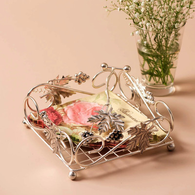 nestroots 1 Compartments Metal Napkin Holder(Silver)