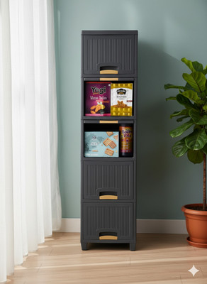 MAXTID 5 Compartments Plastic Modular(Grey)