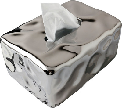 Silver Martini 1 Compartments Porcelain Tissue Holder(Silver)
