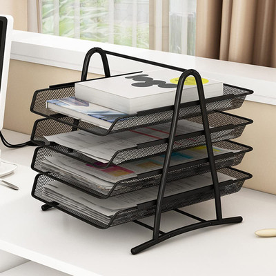 venimall 4 Compartments Metal Metal Document Holder 4 Tier(Multicolor)