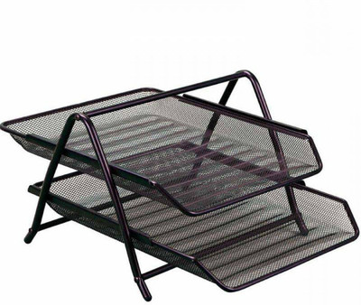 SKYBUCKET 2 Compartments Metal 2 Compartment File Rack(Black)