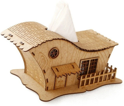 PRIYANSHM IMPEX 1 Compartments wooden tissue holder(Brown)