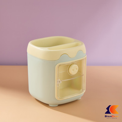 STANCRAY 3 Compartments ABS Plastic Pen holder(Blue)