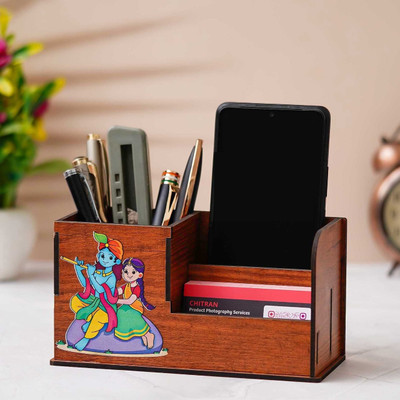 RAGHAV ENTERPRISES 3 Compartments Wooden Pen Stand(Brown)