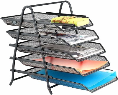 VeleSolv 5 Compartments Metal File Organizer(Black)