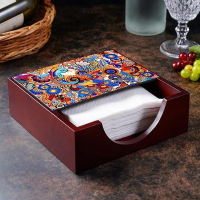 KOLOROBIA 1 Compartments Wooden Napkin Holder(Multicolor)