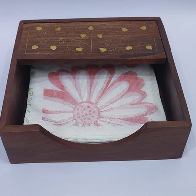 STUFFCOLLECTION 1 Compartments wooden Tissue Paper Holder(Brown)
