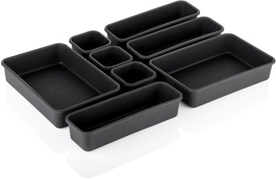 ONOMIE 8 Compartments PLASTIC DRAWER ORGANIZER(Black)