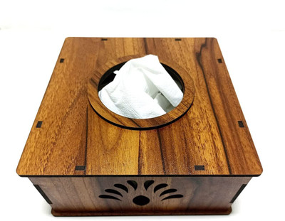 PAGHADI 1 Compartments Woodern Tissue Paper Holder(Brown)