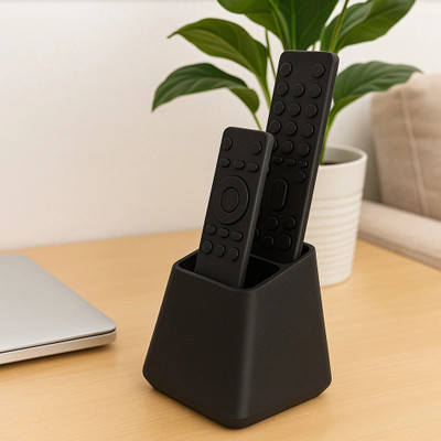 CUBIX3D 2 Compartments PLA 3D Printed Dual Remote Stand(Black)