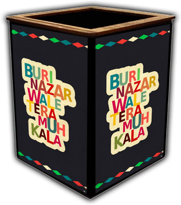 pnf 1 Compartments wooden Poster N Frames Colourful Wooden Pen Stand with Self Motivation Quotes-758(Multicolor)