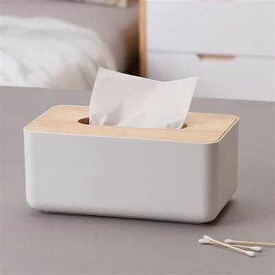 DaduGirase 1 Compartments Plastic tissue box holder((Wooden, White))