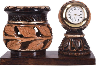 CraftnLove 1 Compartments Wood Wooden Pen stand(Multicolor)
