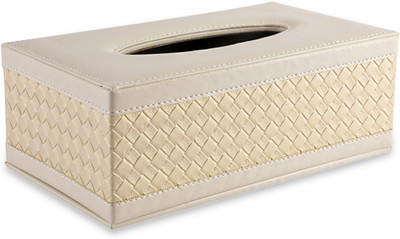 AARVIDECOR 1 Compartments Faux Leather Tissue Holder(Off-White)