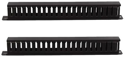 RAREGEAR 1 Compartments Metal, PVC 1U 21 Slot Rack Mount Horizontal Cable Manager Duct Raceway(Black)