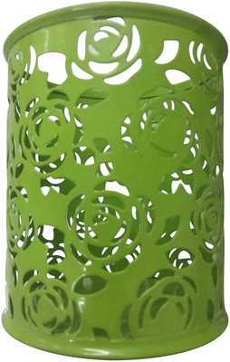 FRKB 1 Compartments Metal Green Floral Design Desk Organizer Pen Stand for Office Study Table(Green)