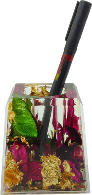 YuviKrissh 1 Compartments Glass Paper Stand, Pen Stand(Multicolor2)