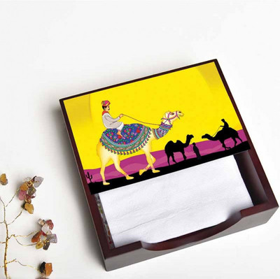 KOLOROBIA 1 Compartments Wooden Napkin Holder(Multicolor)
