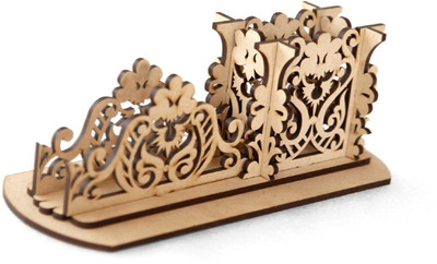 PRIYANSHM IMPEX 2 Compartments 3mm wood pen stand and card holder(Cream)