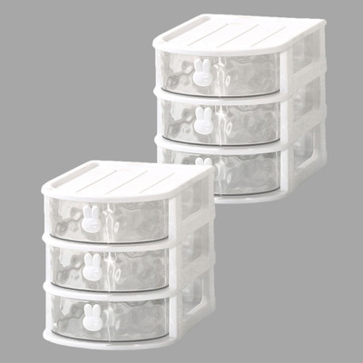 KUBER INDUSTRIES 3 Compartments PP Desk Organizer(White)