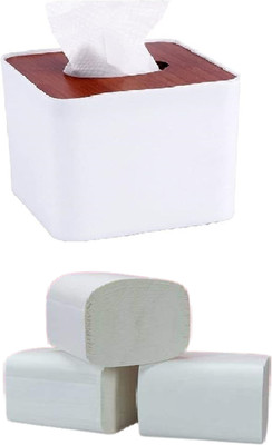 KR STORE 1 Compartments plastic tissue holder(White)
