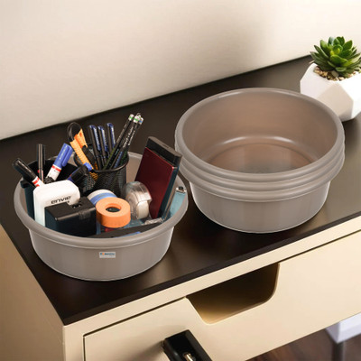 HOMESTIC by Kuber Industries 4 Compartments Plastic Desk Organizer(Brown)