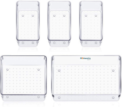 HOMESTIC by Kuber Industries 5 Compartments Acrylic Desk Organizers(Transparent)