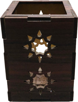 Gifwoods 1 Compartments Mdf Wooden Decorative Pen Stand(Brown)