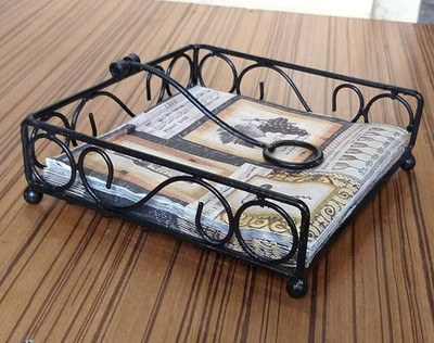 Lantern 1 Compartments metal tissuepaper stand for table(Black)