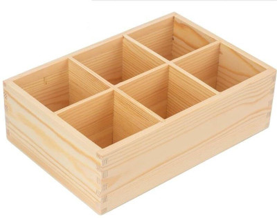 Bamboo Haat 6 Compartments Wooden Perfect for Office, Study, Table, Bedside, Cosmetic, Cutlery(Beige)