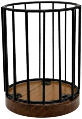 craftssrw 1 Compartments WOODEN, IRON PEN HOLDER(Brown, Black)