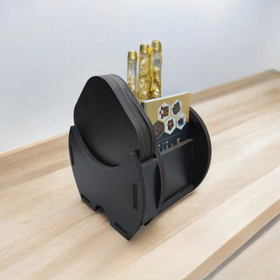 DivviK 2 Compartments Wooden Pen Stand & Tea Coaster(Black)