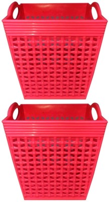 Prateek Kitchenware 1 Compartments Plastic Desk Organizer Basket Storage Box for Bedroom, Office Remote Holder for Table(Red)