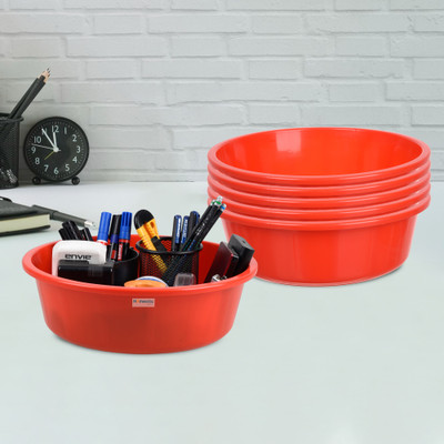 HOMESTIC by Kuber Industries 6 Compartments Plastic Desk Organizer(Red)