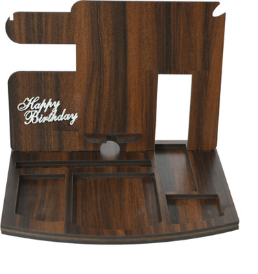 iMPACTGift 7 Compartments Wooden (MDF) Desk Organizer with Mobile Stand Gift for Brother, Husband Friends Birthday Gift(wange)