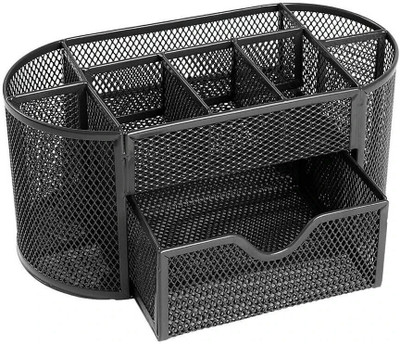 Nispruhay 9 Compartments metal desk organizer(Black)