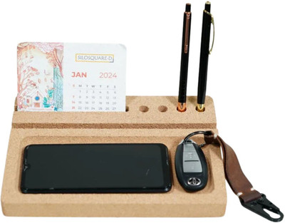 Stacpro 7 Compartments Cork Desk Organizer(Brown)