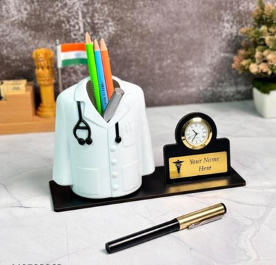 ssb 1 Compartments Plastic Pen Stand(White)