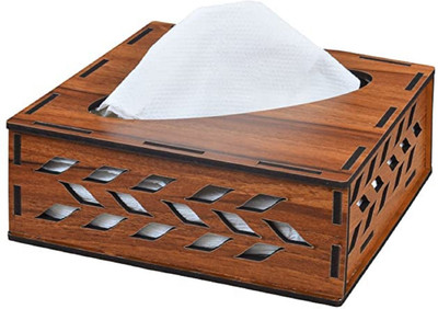 ravariya graphics 1 Compartments wood Tissue Paper Stand(Brown)