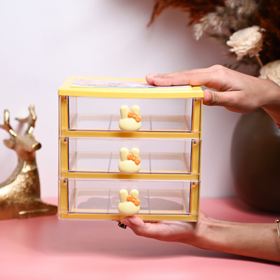 MARKET 99 3 Compartments Plastic Drawer(Yellow)